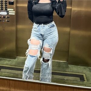 Distressed Light Blue Jeans